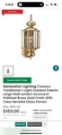Sea Gull Lighting 8510-02 Classico 1-LIGHT Outdoor Wall Lantern Polished. Fixed Price $34.99.