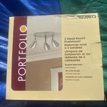 New Portfolio 3 Head Round Flushmount Brushed Steel Finish Ceiling Lite. Fixed Price $25.00.