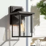 Lnc EYURAJHD1412097 Matte Black Outdoor Wall Lantern W/clear Seeded Glass Shade. Fixed Price $38.99.