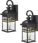 Set Of 2 Modern Outdoor Wall Sconces With Water Ripple Glass, Black Finish. Fixed Price $116.99.