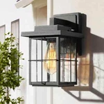 Lnc 1-LIGHT Farmhouse Modern Black Wall Lantern Sconce Clear Seeded Glass. Fixed Price $33.99.
