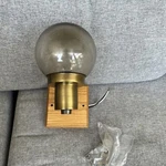 One Light Solid Oak Antique Brass Wall Fixture Union Made Usa Nos. Fixed Price $39.99.
