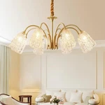 Contemporary American Style Luxury Round Copper Glass 8 Light Chandelier. Fixed Price $96.78.