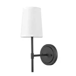 Globe Electric Clarissa 1-LIGHT Matte Black Wall Sconce With White Fabric Shade. Fixed Price $14.99.