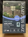 Hampton Bay Archer Black Led Solar Path Lights 4-PACK Outdoor Garden Walkway. Fixed Price $19.50.
