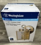Westinghouse 66936 Polished Brass Clear Incandescent Wall Lantern 8-1/4 In.. Fixed Price $26.99.