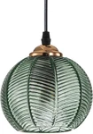 Green Glass Pendant / Wall Sconce Light Convertible Hanging Fixture Ribbed Globe. Fixed Price $43.96.
