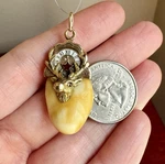Large Antique 10K Gold Enamel & Garnet Bpoe Order Elk S Tooth Fob Pendant 8.2G. Fixed Price $285.00.