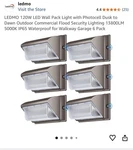 Ledmo 120W Wall Security Light With Photocell 5000K IP65 Outdoor 15840LM 6PK. Fixed Price $198.70.
