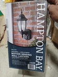 New Hampton Bay Motion Sensing Large Exterior Wall Lantern Black Finish 248-593. Fixed Price $59.99.