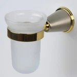Franz Viegener Chess Glass Tumbler, Brass Wall-mount Holder, Satin Nickel & Gold. Fixed Price $34.99.