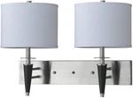 Cal Lighting Contemporary Brushed Steel Wall Sconce, Dual Light, Fabric Shade,. Fixed Price $23.99.