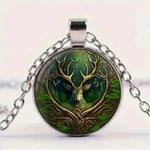 Gorgeous Elk Print Round Pendant Necklace, Great Birthday, Christmas Gift. Fixed Price $14.14.