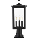 Outdoor Pole 4 Light Fixture Large Clear Glass Black Porch Walkway Lantern 21". Fixed Price $152.96.
