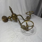 Great Antique Brass Triple Wall Sconce Light Fixture Victorian Gas. Fixed Price $188.00.