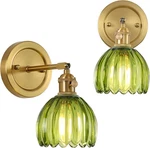 Vintage Green Wall Sconces Set Of 2 With Adjustable Tulip Glass Shade. Fixed Price $66.99.