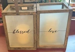 2 Stonebriar Rustic Wood Hurricane Candle Lantern. Fixed Price $10.00.