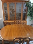 Dining Room Set: Hutch, Table, & Chairs - Great Condition Cherry Fruitwood. Fixed Price $75.00.