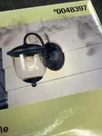 Portfolio Outdoor Black Seeded Glass Wall Lantern #0048397 New, Damaged Box. Fixed Price $25.99.