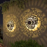4 Solar Fence Lights Metal Powered Outdoor Wall Pack, Sun Moon. Fixed Price $58.62.
