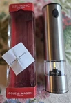 New Nip Cole & Mason England Electronic Stainless Steel Pepper Mill With Light. Fixed Price $39.99.