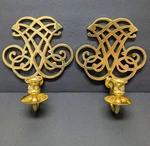 Pair Brass Scroll Candle Holder Wall Sconce Vintage Thomas Jefferson Virginia. Fixed Price $50.00.