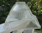 Antique Heavy Pattern Glass Hanging Light Shade Art Deco Shape Capital Bldg. Fixed Price $95.00.