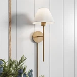 Millie Plugin Wall Sconce Light Fixture Cotton Shade/brass - Nathan James. Fixed Price $62.00.