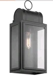 1-LIGHT 17" Clear Glass Outdoor Wall Lantern By Landstone/matte Black/free S&h. Fixed Price $69.97.
