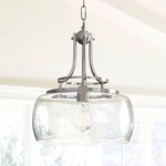 Charleston Brushed Nickel Pendant 13 1/2" Wide Industrial Led Clear Glass Shade. Fixed Price $349.99.