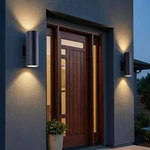 Pack 12'' Outdoor Wall Led Light Modern Black Porch Sconce Mount Metal Fixture. Fixed Price $69.99.