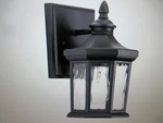Progress Lighting Edition 1-LIGHT Textured Black Clear Water Glass Wall Lantern. Fixed Price $29.95.