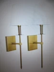 Lamqee 1-LIGHT Modern Gold Wall Sconce With White Fabric Shade 2PK. Fixed Price $32.35.