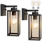 Tipace Outdoor Wall Lantern 2 Pack Black Exterior Sconce With Clear Glas.... Fixed Price $86.52.