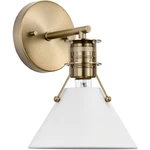 Nuvo 60-7520 Outpost Matte White Wall Sconce 1 Light With Burnished Brass. Fixed Price $121.99.