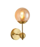 New Modern Gold Indoor Wall Sconce With Amber Glass Led Light Not Included. Fixed Price $20.00.