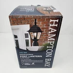 Hampton Bay Medium Exterior Post Lantern 15.5" Black 240 369 Wet Rated Open Box. Fixed Price $34.99.