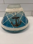 Sea Breeze Nautical-themed Yankee Candle Jar Shade Blue Crackle Glass Finish. Fixed Price $19.99.