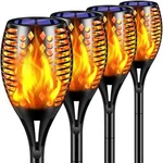 Tomcare Solar Lights Upgraded, 43" Waterproof Flickering Flames 96 Led Torches. Fixed Price $71.99.