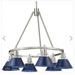 Golden Lighting Orwell 6-LIGHT Chandelier, Pewter/matte Navy 3306-6PW-NVY. Fixed Price $475.00.