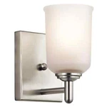 Kichler Shailene 1-LIGHT Brushed Nickel Wall Sconce With Satin Etched Glass. Fixed Price $20.95.