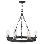 Hinkley Lighting Sawyer 6LT Outdoor CHANDELIER/5W, Black/clear Seedy - 29206BK. Fixed Price $899.00.