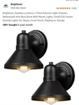 Brightever Outdoor Lanterns, 2-PACK Exterior Light Fixtures, Waterproof Anti-.... Fixed Price $29.00.