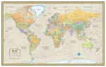 Rmc 32" X 50" World Wall Map Mural Poster Classic Edition Earth Tone Decor. Fixed Price $19.95.
