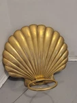 Vintage Brass Sea Shell Scallop Wall Candle Tea Light Sconce Ring. Fixed Price $25.00.