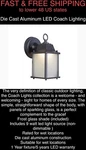Free Ship Craftmade Coach Light Outdoor Lantern, Oiled Bronze Z192-OBO-LED. Fixed Price $35.99.