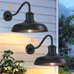 Large Gooseneck Barn Light 2-PACK, Dusk To Dawn Outdoor Wall Sconce, Black. Fixed Price $133.99.