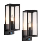 Pasentel Black Outdoor Dusk Dawn Wall Lantern Sconce Set Of 2 Open Box. Fixed Price $29.78.