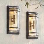 John Timberland Habitat 16" Bronze Brass Outdoor Wall Lights Set Of 2. Fixed Price $168.95.