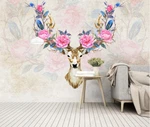3D Watercolor Elk Floral Wallpaper Mural Removable Self-adhesive 385. Fixed Price $143.17.